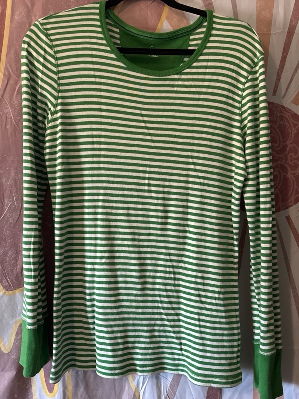 GAP Spring 2008 Green & White Striped Long Sleeve Tee for layering during fall